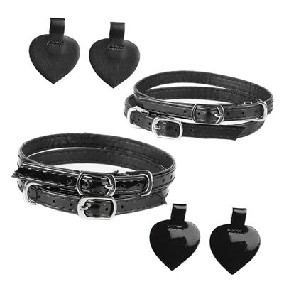 KOMBIUDA of Black Anti-Loose Heel Straps Synthetic Material 2 Sets for High Heels Shoe Cushions with Convenient Wear and Stay in Place Features, for DIY Shoes Without Laces