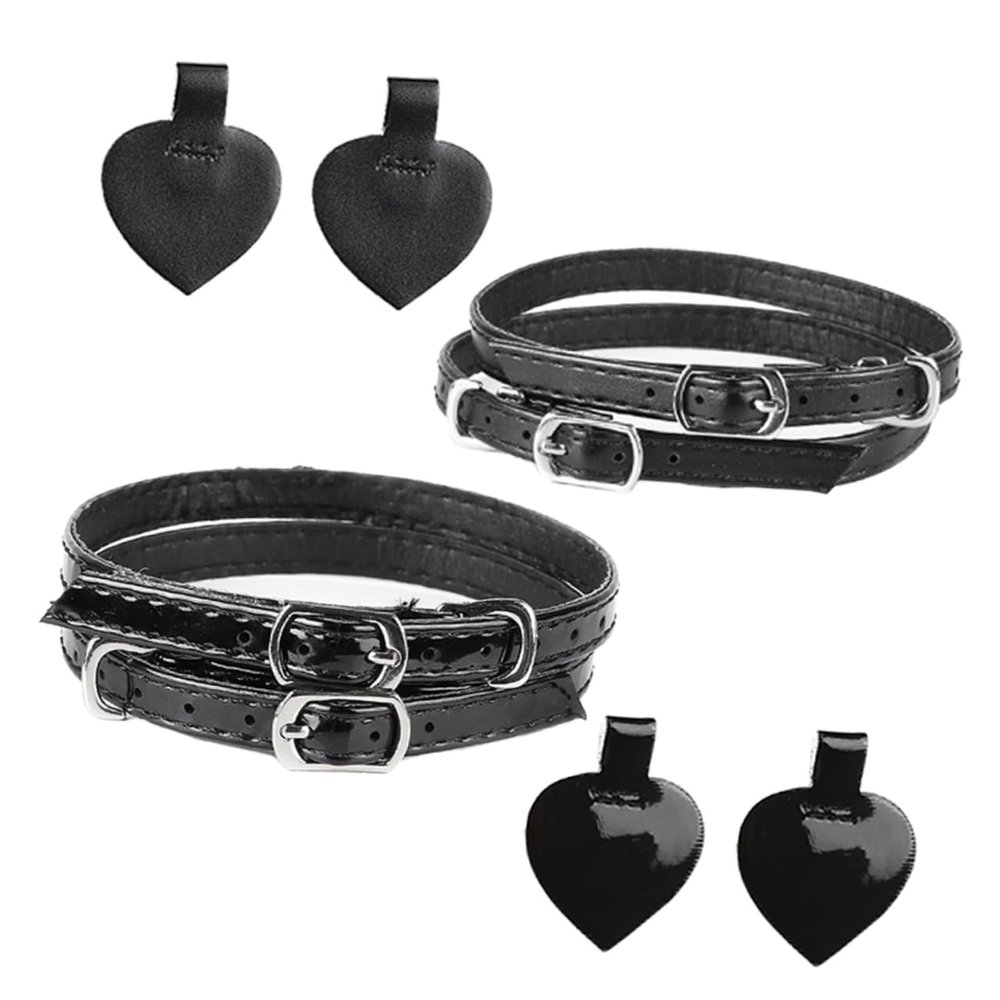 KOMBIUDA of Black Anti-Loose Heel Straps Synthetic Material 2 Sets for High Heels Shoe Cushions with Convenient Wear and Stay in Place Features, for DIY Shoes Without Laces
