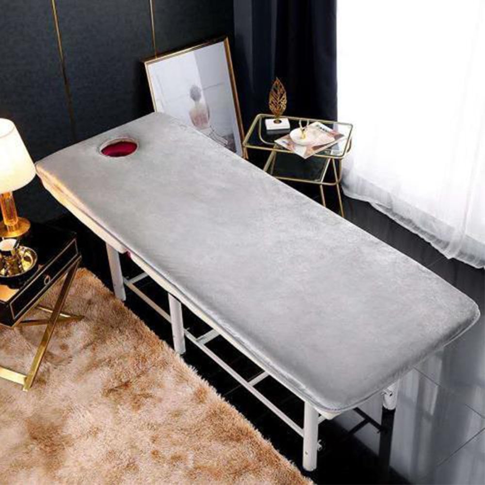 4cm Foam Mattress for Massage Bed with Elastic Bands and Breath Hole Soft Massage Table Topper for Non Slip Lash Bed Cushion Square Head Design Grey Size S 80x190cm