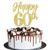Rsstarxi 1 Pack Happy 60th Birthday Cake Topper Glitter Hello 60 Fabulous Cake Pick Cheers to 60 Birthday Cake Decorations for Boys Girls Happy 60th Birthday Anniversary Party Supplies Gold view 1