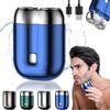 2024 New Upgrade Pocket Shaver USB Mini Shavers for Men,Rechargeable Waterproof Compact Electric Shaver,Double Head Razor, Electric Mini Portable Razor, for Home Car Travel (Blue)