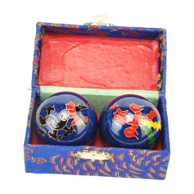 Portable Baoding Balls with Storage Box Durable for Kids Elderly Parents Blue