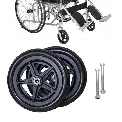 Set Of 2 Replacement 6-inch/7-inch/8-inch Walker Wheels Front Casters Wear-Resistant PU Tires, Anti-Slip Solid Wheelchair Wheels For Adults, Seniors, And Elderly(Black,7in/17cm)