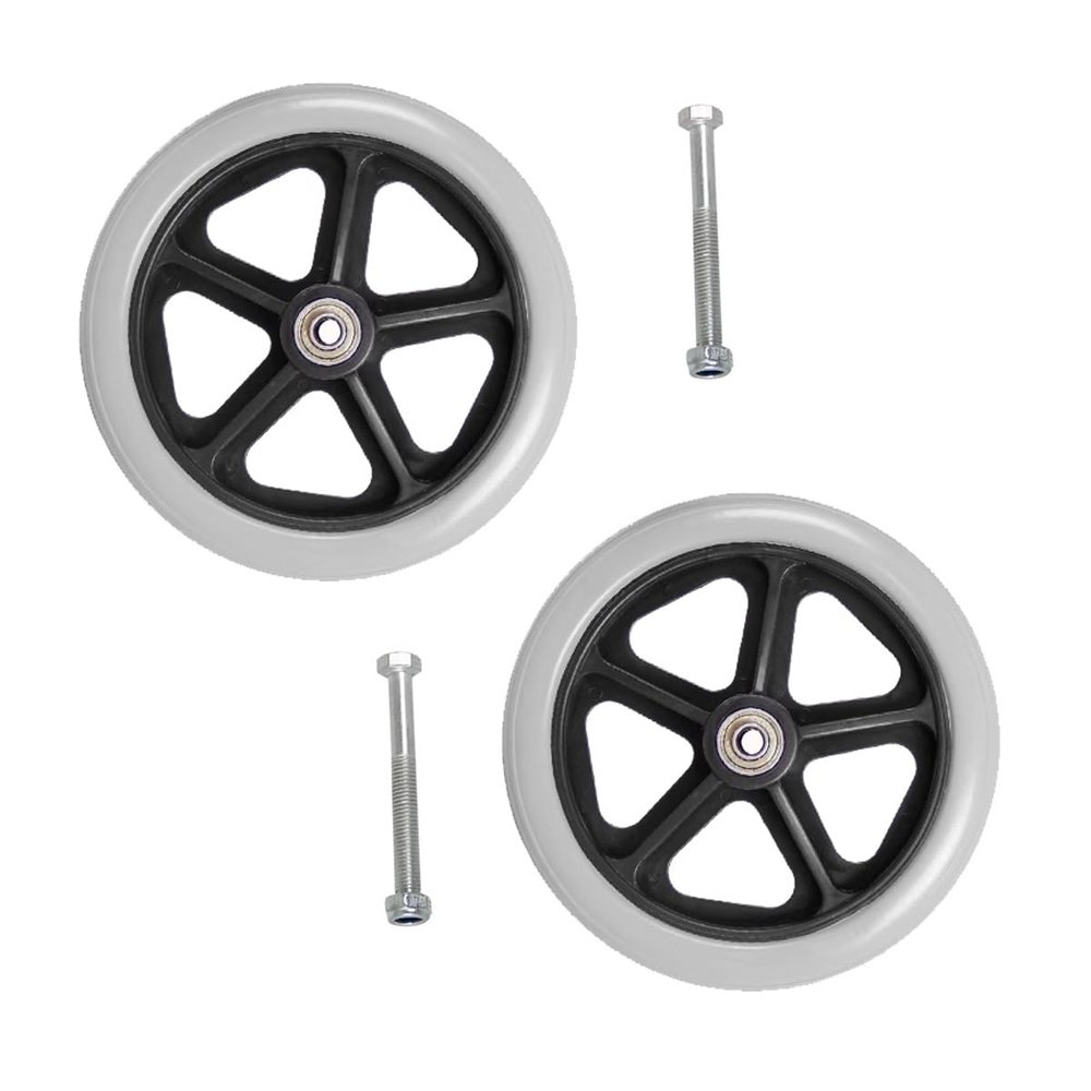 2 Pack Solid Replacement Wheels 6/7/8in Wheelchair Front Wheels with Screws Rollator Walker Anti-Slip Replacement Casters Rollers Wheels Easy to Install(Gray,8in/19cm)