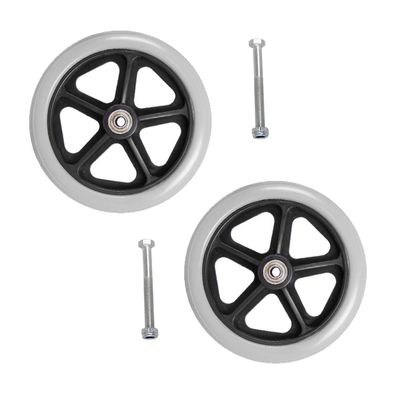 2 Pack Solid Replacement Wheels 6/7/8in Wheelchair Front Wheels with Screws Rollator Walker Anti-Slip Replacement Casters Rollers Wheels Easy to Install(Gray,8in/20cm)