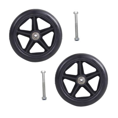 2 Pack Solid Replacement Wheels 6/7/8in Wheelchair Front Wheels with Screws Rollator Walker Anti-Slip Replacement Casters Rollers Wheels Easy to Install(Black,7in/17cm)
