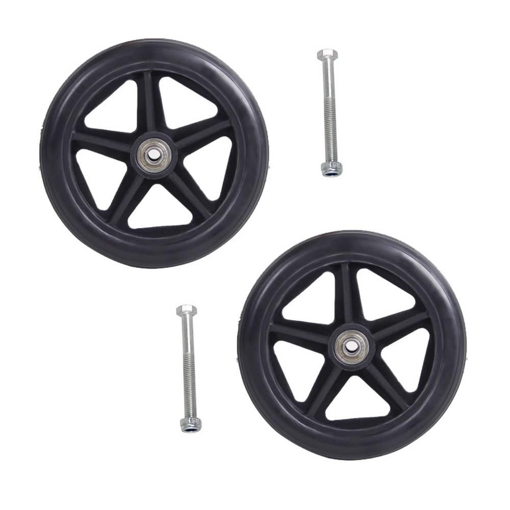 2 Pack Solid Replacement Wheels 6/7/8in Wheelchair Front Wheels with Screws Rollator Walker Anti-Slip Replacement Casters Rollers Wheels Easy to Install(Black,7in/17cm)