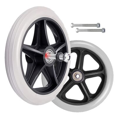 2Pcs Replacement Walker Wheels Rubber Rollator Wheel Replacement Wheelchair Replacement Wheel Caster 6in 7in 8in Trolley Non-Slip Caster Wheel with Screws(Gray,6in/15cm)