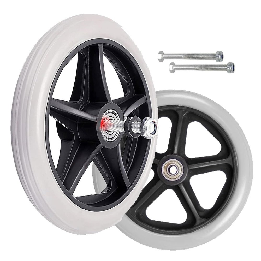 2Pcs Replacement Walker Wheels Rubber Rollator Wheel Replacement Wheelchair Replacement Wheel Caster 6in 7in 8in Trolley Non-Slip Caster Wheel with Screws(Gray,6in/15cm)