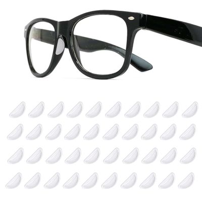 20 Pairs Soft Silicone Glasses Nose Pads, Anti-Slip Nose Grips with Sticky Backing, Non Slip Glasses Grips for Ladies and Men Framed Eyeglasses and Sunglasses (Clear)