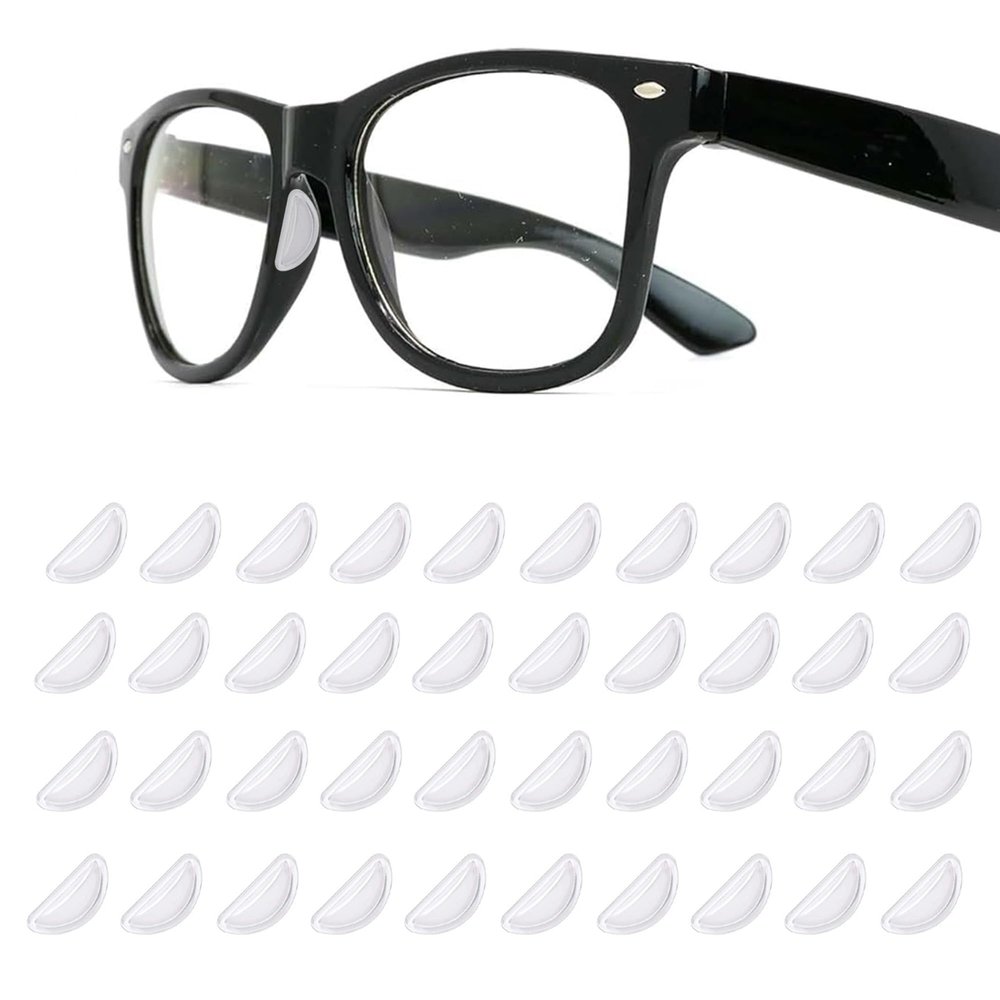 20 Pairs Soft Silicone Glasses Nose Pads, Anti-Slip Nose Grips with Sticky Backing, Non Slip Glasses Grips for Ladies and Men Framed Eyeglasses and Sunglasses (Clear)