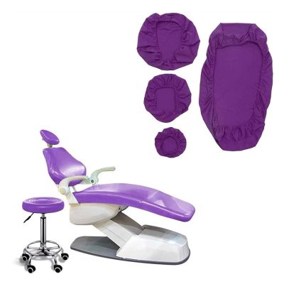 Dental Chair Cover Protective Full Set of 4 - Waterproof PU Leather, Replaces Universal Accessories, Purple Dental Chair Seat Cover - Dental Chair Cover Protective Case, Dental Office Supplies