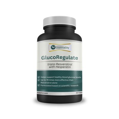 GlucoRegulate | Blood Sugar (Glucose) Control Supplement | Patented Formula | High Purity 99% Trans-Resveratrol | 98% Hesperetin | Vegan
