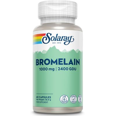 Solaray Bromelain 1000mg 2400 GDU/g, 60 Vegan Capsules, Pineapple Enzyme