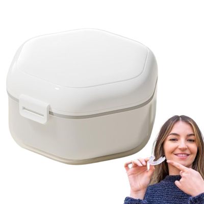 False Teeth Container,Leakproof Denture Holder Mouth Guard Case - Cleaning Container Case, Portable Partial Denture Case for Mouth Guard, Aligner Storage