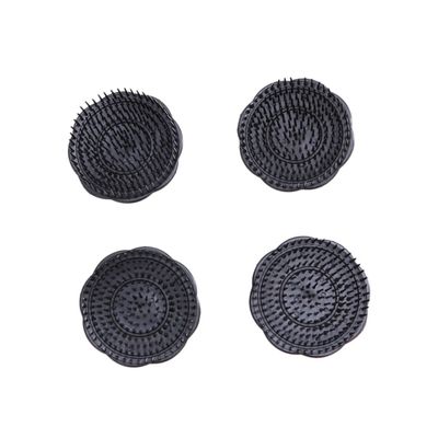 NULYLU 4pcs Hair Shampoo Brush Scalp Massager Brush Dense Spike Hair Scalp Massager and Deep Cleaning Black