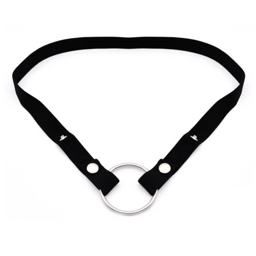 Auxiliary Chastity Belt Strap Adjustable Support Band with Scrotum Ring for Male Chastity Devices Durable Stainless Steel Harness Accessory for Secure Cage Fit & BDSM Play (Black)