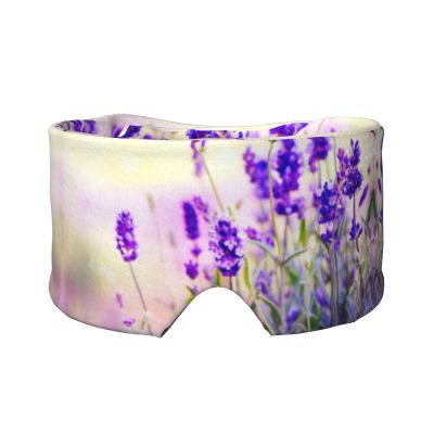 Lavender Flower Print Sleep Mask for Men Women, Soft Eye Cover, Soundproof Sleep Earmuff Headband for Travel, Nap