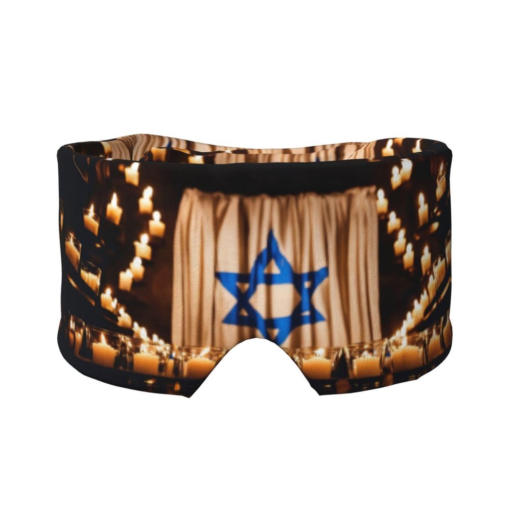 Israeli Flag Print Sleep Mask for Men Women, Soft Eye Cover, Soundproof Sleep Earmuff Headband for Travel, Nap