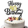 Chewarelly 40th Happy Birthday Cake Topper, Glitter Happy 40th Birthday Cake Topper for Birthday Party Cake Decoration(Black with Gold) view 1