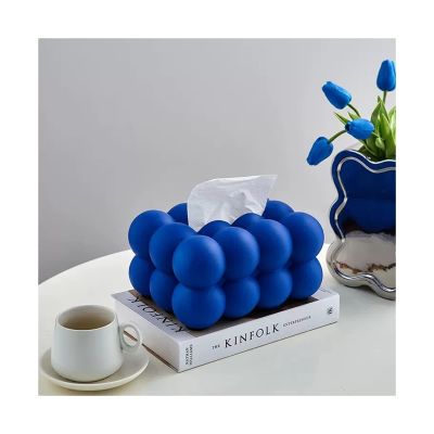 ZDUD Tissue box,HighGrade Leather Tissue box,Tissue Box Creative Ceramic Tissue Box Home Living Room Tea Table Decorative Storage Box Luxury Highgrade Paper Drawer Tissue Dispenser.(Blue)