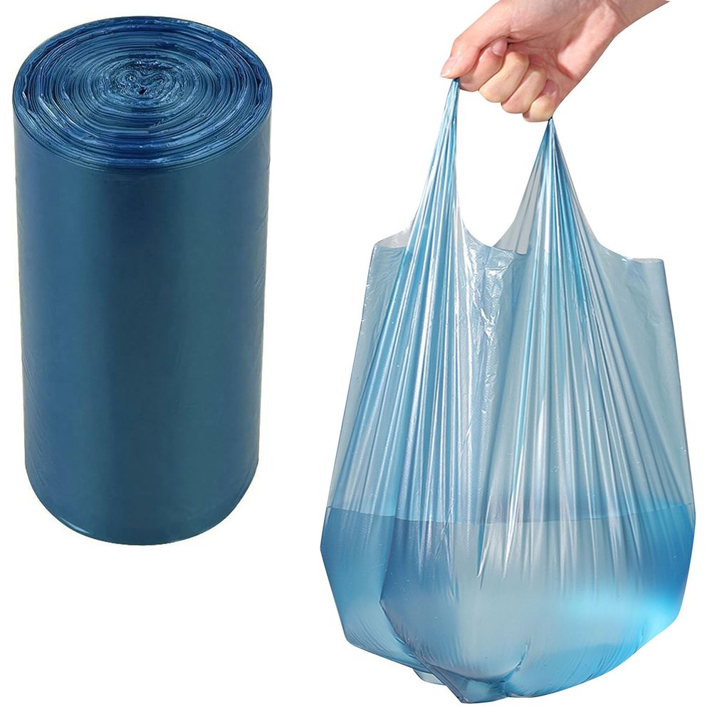 100 Pack Blue Small Trash Bags for Bathroom Office Kitchen Bedroom 1.1mm Thick Separated Odourless Strong Trash Bags