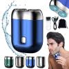 New Upgrade Double Head Portable Electric Shaver - Rechargeable Waterproof, USB Mini Shaver for Men (Blue) view 1
