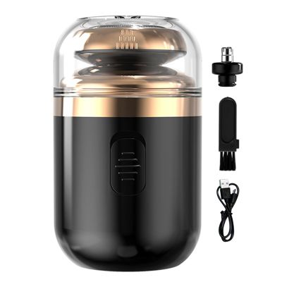 BYYLECL Portable Multifunctional Capsule Shaver, 2 in 1 Mini Shaver with Nose Hair Trimmer,USB Rechargeable Electric Shaver for Travel Home Business Trip Black