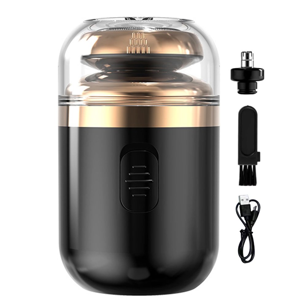 BYYLECL Portable Multifunctional Capsule Shaver, 2 in 1 Mini Shaver with Nose Hair Trimmer,USB Rechargeable Electric Shaver for Travel Home Business Trip Black