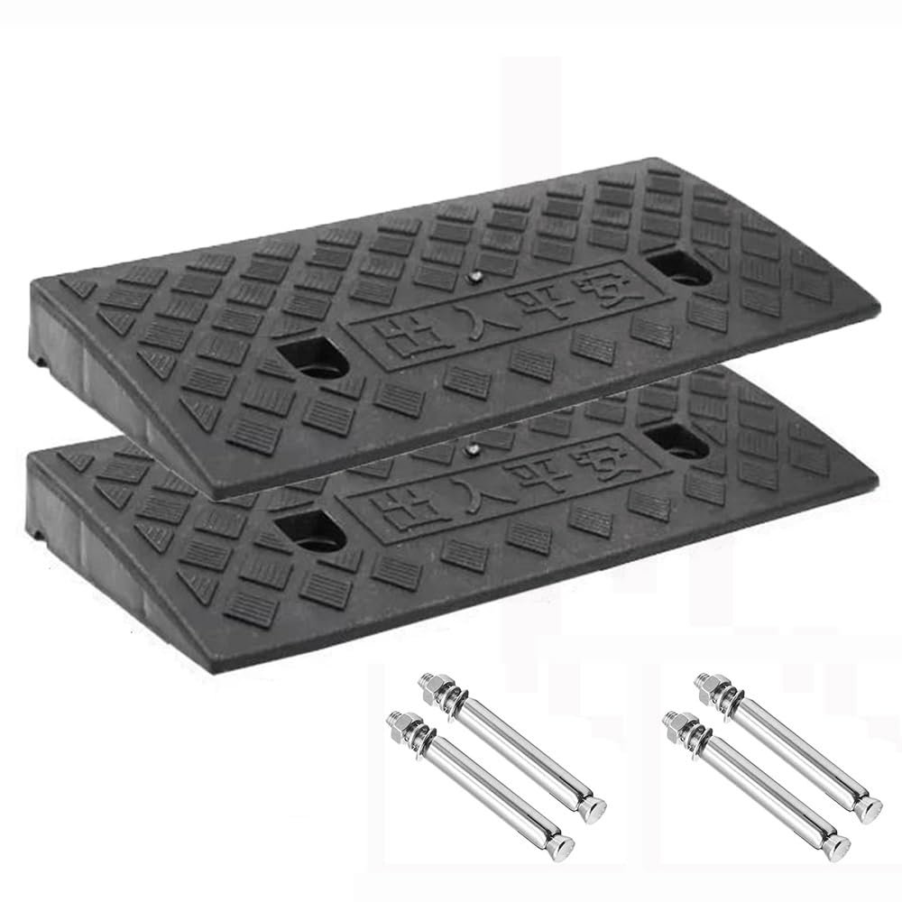 DAQXYH 2 PCS Portable Driveway Curb Ramps For Cars Doorways Threshold Ramps 1in 2in 3in 4in 5in 6in 7in Rise Step Ramp For Wheelchairs Bikes Scooter(50 * 27 * 10cm)