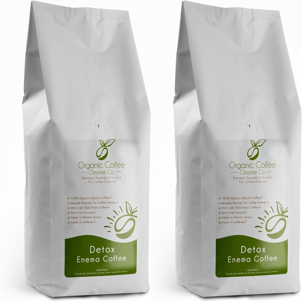Ground Enema Coffee 2kg - 2 x 1kg Bundle - For Coffee Enemas - 100% Robusta & 100% Organic - Ultra Light Gold Roast - Fine Grind