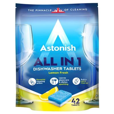 ASA All in 1 Powerful Cleaning Dishwasher 42 Tablets -Fresh Lemon Zesty Scent - With Salt & Rinse Aid - Lemon Fresh