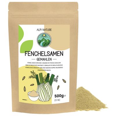 Alpi Nature Fennel Seeds Ground 500g 1.1 lb, Dried and Ground Fennel Seeds Powder for Cooking