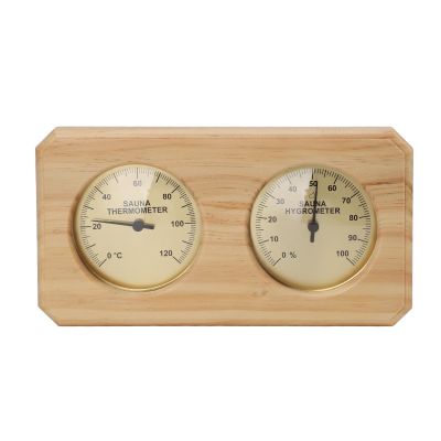 2 in 1 Wooden Sauna Hygrothermograph, Simultaneously Monitor Environment Changes in Sauna Room, Wall Mounted Display Temperature and Humidity with Accuracy