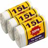 15L Plastic White Bin Bags Liners with Tie Handles 30pk (3) view 1