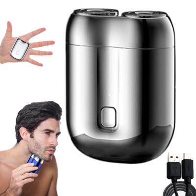 Upgrade Pocket Shaver Usb Mini Shavers,Mini Dual Head Electric Razor,Electric Mini Portable Razor,Pocket Size Washable Electric Shaver,Mini Razor For Men,For Home,Car,Trave (Silver)