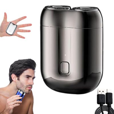 Upgrade Pocket Shaver Usb Mini Shavers,Mini Dual Head Electric Razor,Electric Mini Portable Razor,Pocket Size Washable Electric Shaver,Mini Razor For Men,For Home,Car,Trave (Gray)