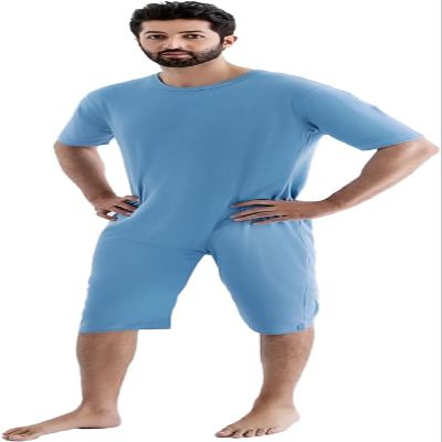 Comfort & Care Apparel Unisex Care Body Undershirt and Underpants, Short Sleeves Light Blue Suit with Back Zip, Incontinence for Seniors and Dementia