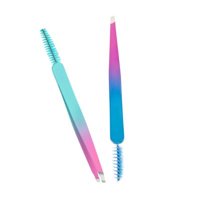 FRCOLOR 2pcs Professional Angled Eyebrow Tweezers Precision Tweezers for Women Men Lash Extension Eyebrow Pluckers for Shaping