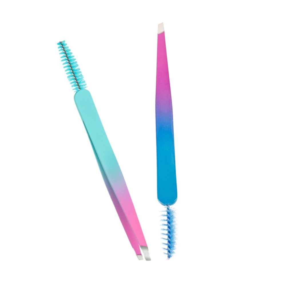 FRCOLOR 2pcs Professional Angled Eyebrow Tweezers Precision Tweezers for Women Men Lash Extension Eyebrow Pluckers for Shaping