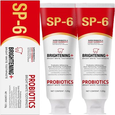 SP-6 Probiotic Ultra Whitening Toothpaste, Sp-6 Ultra Whitening Toothpaste, Sp-6 Toothpaste Probiotic, Sp6 Toothpaste, Probiotics Bright White Toothpaste, Fresh Breath (2pcs)