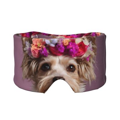 Yorkie Floral Print Sleep Eye Mask with Earmuffs - Block Out Light Contoured Night Blindfold Eye Sleeping Mask with Ear Cover for Men Women Side Sleeper Night Gift