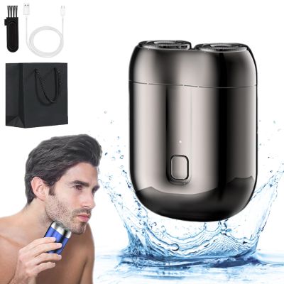 2024 New Upgrade Pocket Shaver USB Mini Shavers for Men, Mini Portable Electric Shaver, Rechargeable Waterproof Compact Electric Shaver, Double Head Razor (Gray)