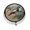 Jet Fighter Printed Round Pill Organizer with 3 Compartments, Portable Mini Pill Box Pill Case for Medicine, Vitamin, Fish Oil, Supplements view 1