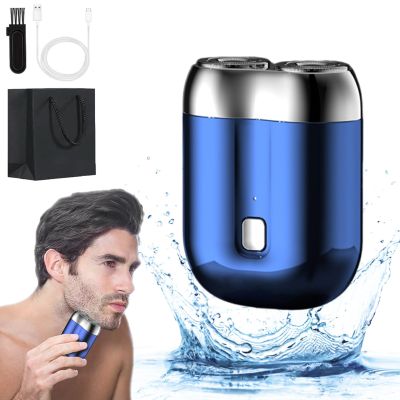 2024 New Upgrade Pocket Shaver USB Mini Electric Shaver, Portable, Waterproof, Double Head Razor (Blue)