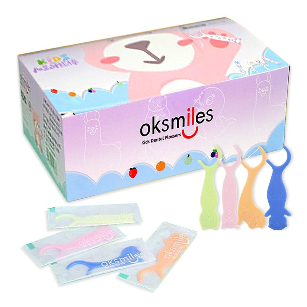 TENETOP Kids Dental Flossers - Individually Wrapped Floss Picks, Fun Fruit Scents & Colorful Design, Ideal for Children Ages 3+ to Support Healthy Habits, 60 Count (Pack of 2)