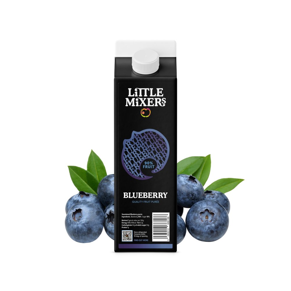 Little Mixers Blueberry Pure (1kg) | Real Fruit Puree for Cocktails, Desserts, and Baking | Ready-to-Use, Rich Natural Flavour