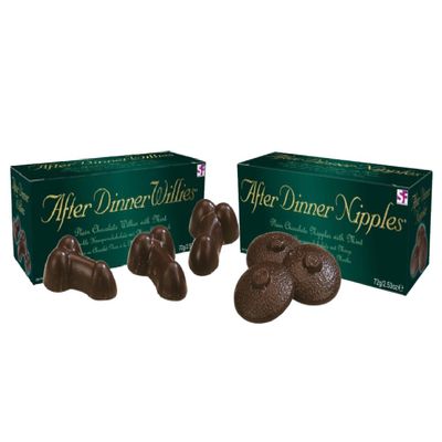 After Dinner Willies & After Dinner Nipples Chocolate Willy Adults Fun Sweets Perfect Present Gift for Christmas Stocking Fillers, Secret Santa After Dinner Bedroom Night Party Fun for Women, Man