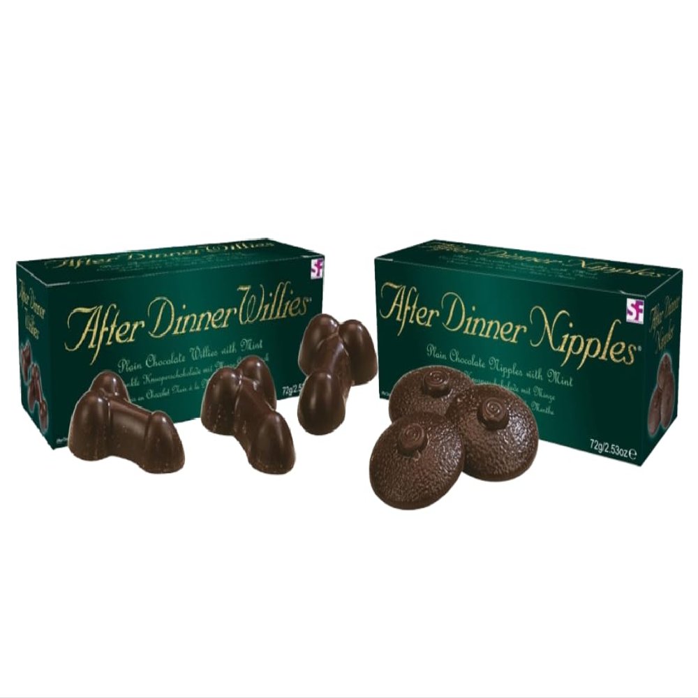 After Dinner Willies & After Dinner Nipples Chocolate Willy Adults Fun Sweets Perfect Present Gift for Christmas Stocking Fillers, Secret Santa After Dinner Bedroom Night Party Fun for Women, Man