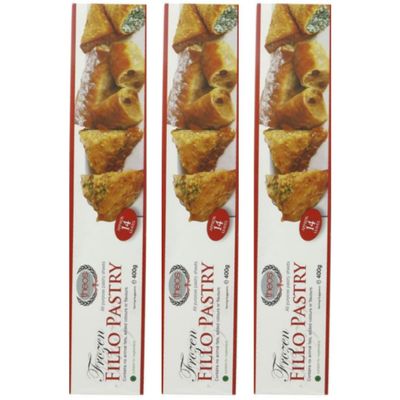 3 PACKS X THEOS Greek Style Filo Familia Pastry Filo Pastry Sheets phyllo dough 400 gram by Pufai